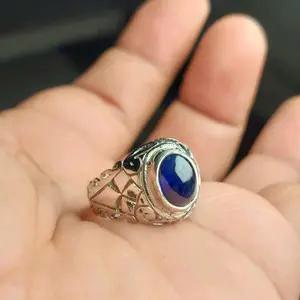 cincin blue safir 7-9mm / cincin batu permata king safir kasmir asli natural Rings