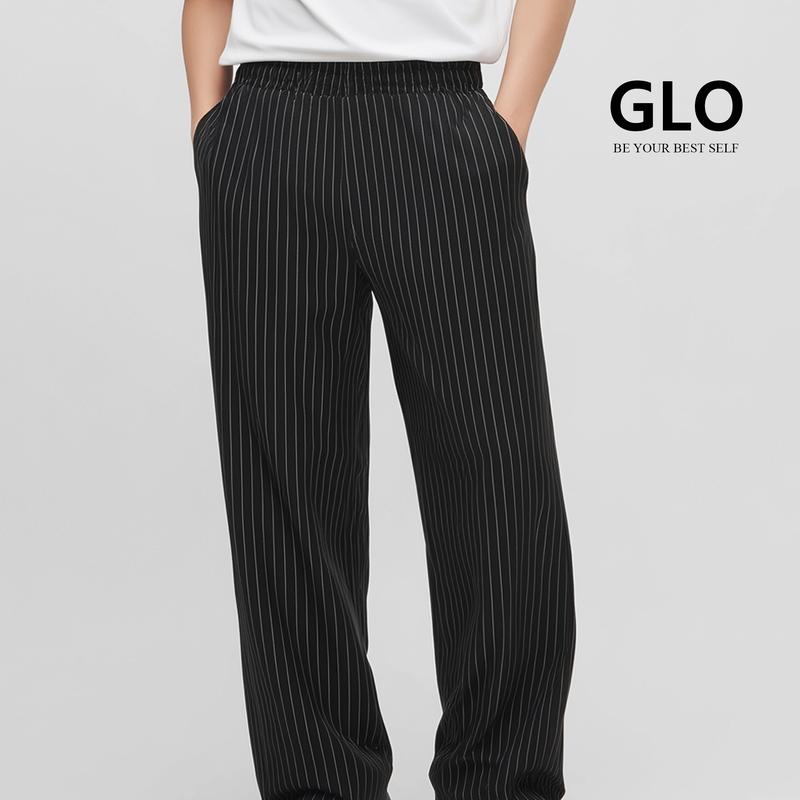 QUẦN ỐNG RỘNG KẺ SỌC, LƯNG THUN, CHẤT LIỆU VẢI DÀY DẶN, MỀM MÁT, THOÁNG KHÍ, CHỐNG NHĂN - GLO