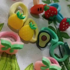 10PCS / SET IKAT RAMBUT DONAT ANAK KARAKTER TOWEL RING MODEL KOREA / KUNCIRAN RAMBUT KARET ANAK-ANAK