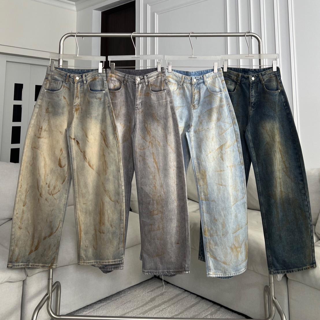 PTJ30290 Sahara Muddy กางเกงยีนส์ PROMTHONG ทรง Barrel ดีเทลสีเลอะปักโลโก้