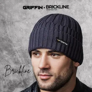 GRIFFIN Topi Kupluk Pria Rajut Distro Polos Tebal Keren Brickline by Griffin