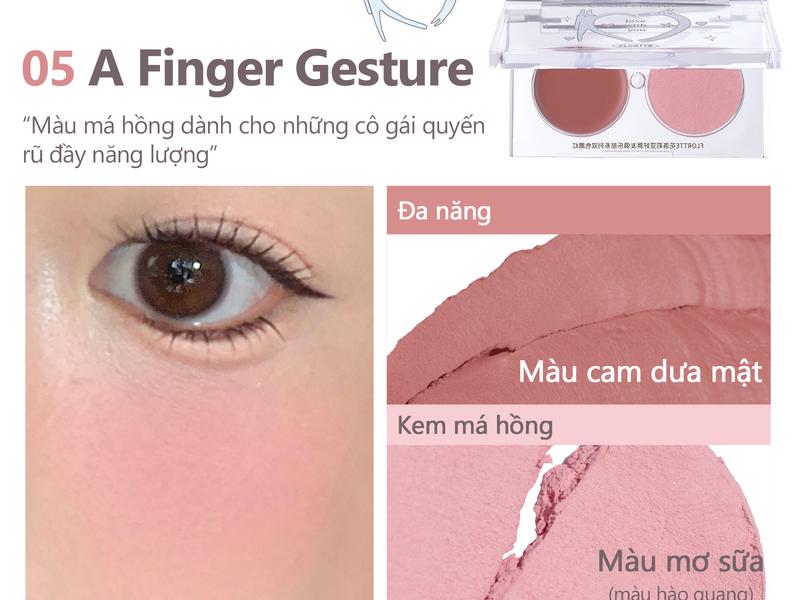 Product Introduction of Kem má hồng hai màu Flortte, dạng kem đa năng, kết cấu kép, có thể sử dụng nhiều cách khác nhau, tăng độ sáng cho gương mặt, tạo lớp trang điểm tự nhiên, 3.2g, 6 mẫu để chọn lựa 15
