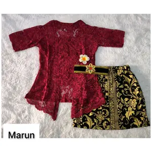 setelan kebaya Sofia lengan pendek rok mini bakung gold dan obi kebaya modern