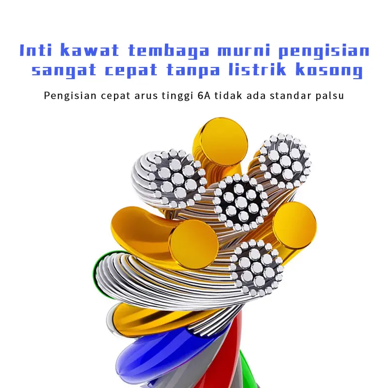 Kabel Pengisian Cepat 120W dengan Panjang 3.0A Kabel data Fast Charging USB Micro / USB Type C 1M Kabel Pengisi Daya untuk Samsung Xiaomi Vivo Oppo Huawei Quality Dikepang Kabel Data 7