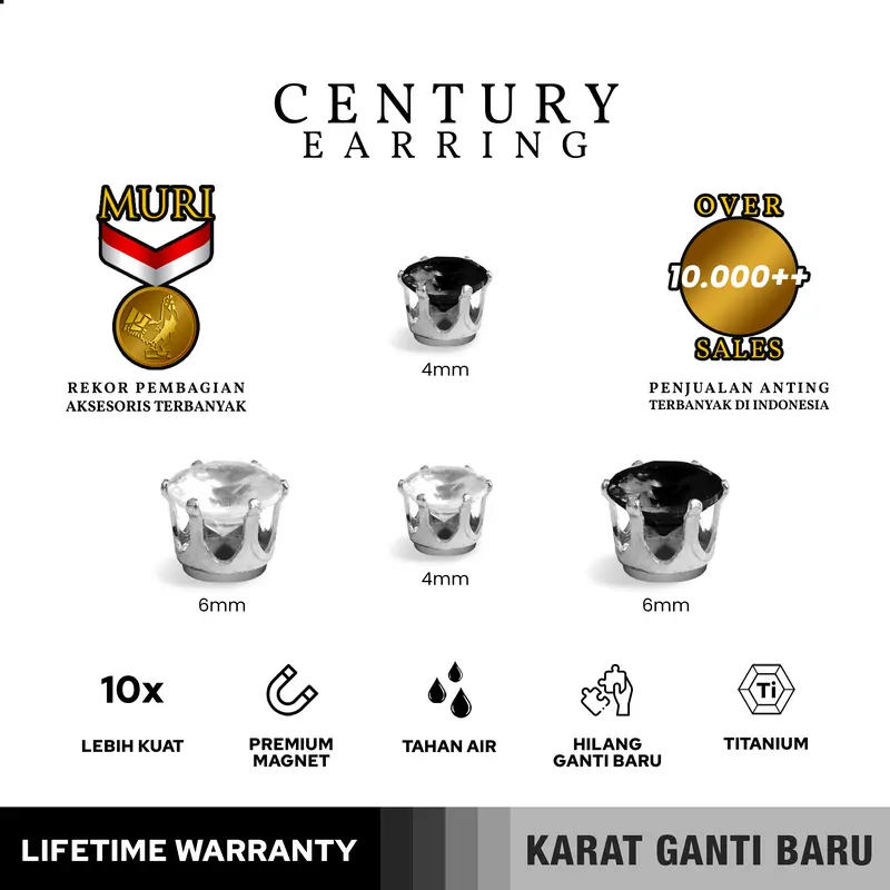 BUY 1 FREE 1 GIFT Emrys CENTURY Anting Magnet TITANIUM Anti Karat Pria dan Wanita 1