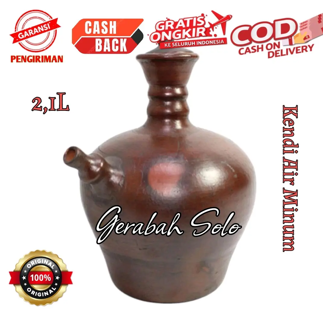 Kendi Air Minum Tradisional untuk Dapur ko- Kitchenware Tanah liat natural alami