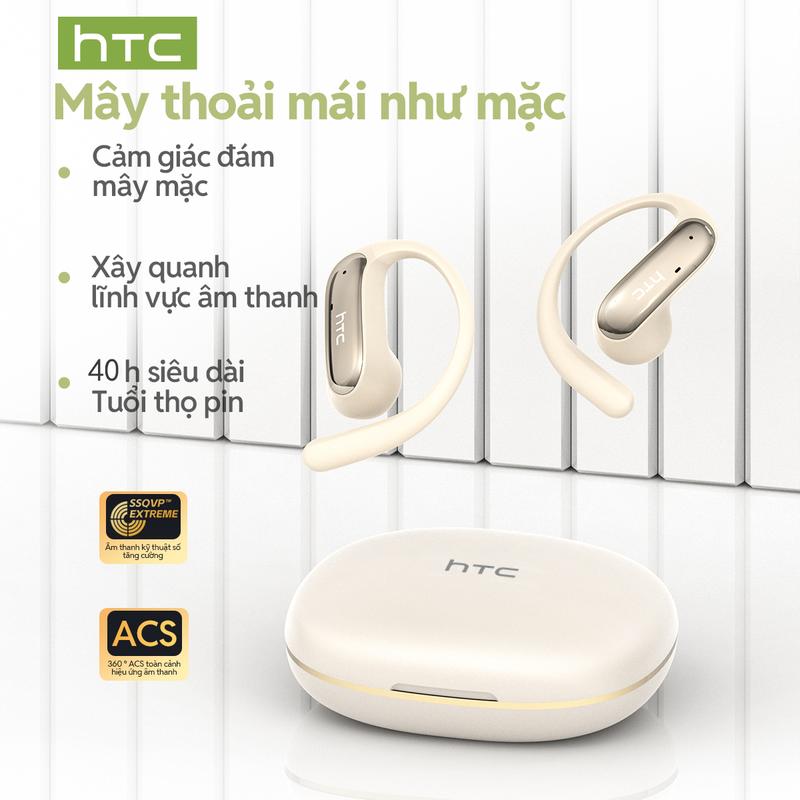  Tai nghe mở phong cách HTC NE52 Bản dịch thời gian thực 134 ngôn ngữ 40 giờ siêu bền Âm trầm HiFi Chống nước IPX5 Kết nối Lightning Bluetooth 6.0 