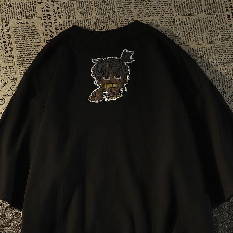 Áo Thun Ngắn Tay Chân Dung Hip Hop 100% Cotton Áo Unisex Dáng Rộng Phong Cách Instagram Mùa Hè 4