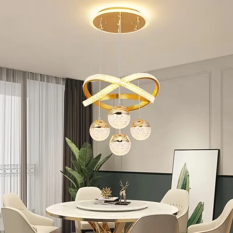 Kristal Lampu Gantung Remote Led 3 Warna Minimalis Mewah Chandelier Ruang Tamu Bar Restoran Kamar Tidur Lampu Gantung 8