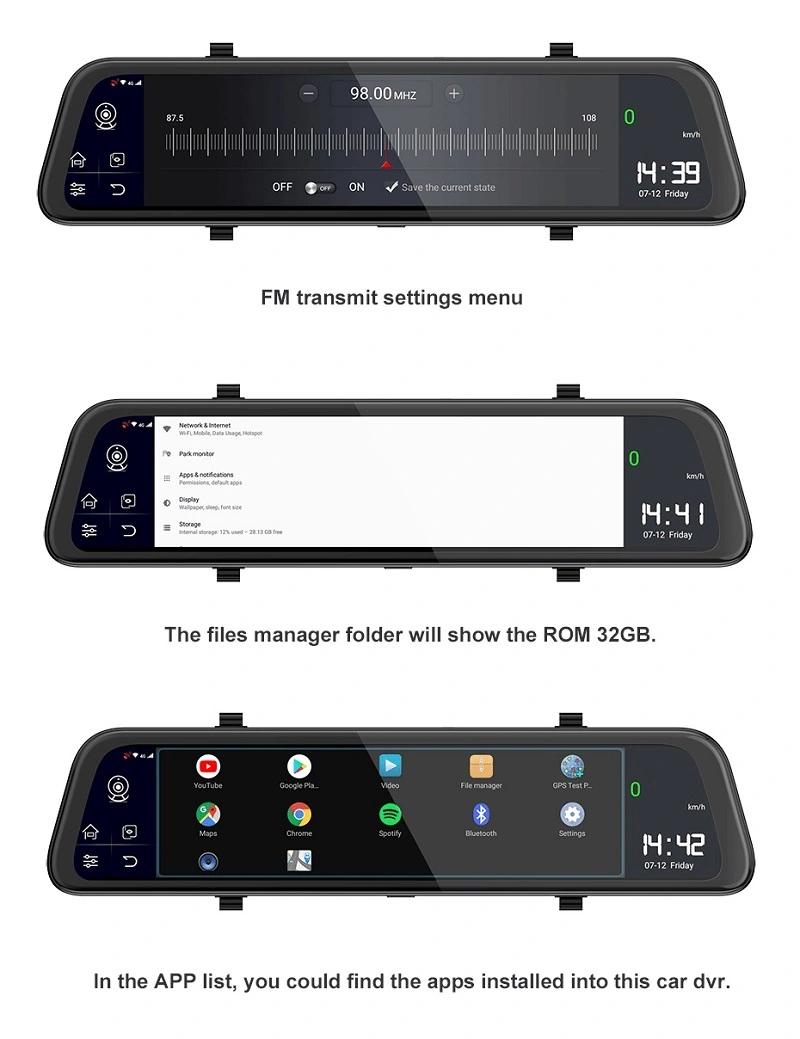 Product Introduction of Z68 12" Rearview mirror 4G Android 8.1 dash camera 2G RAM 32G ROM GPS Navigation car video recorder ADAS WiFi night vision 18