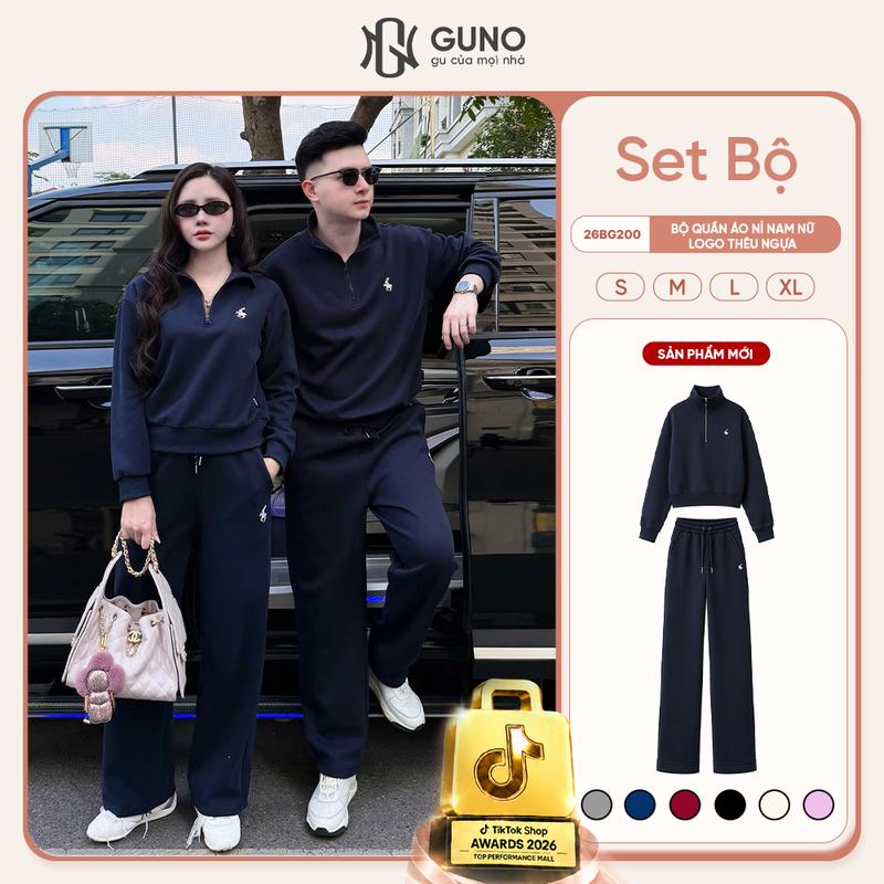 GUNO-Bộ Quấn Áo Nam Nữ Polo Dáng Suông Thêu Logo Ngựa SP5 | 26BG200a/26BB230