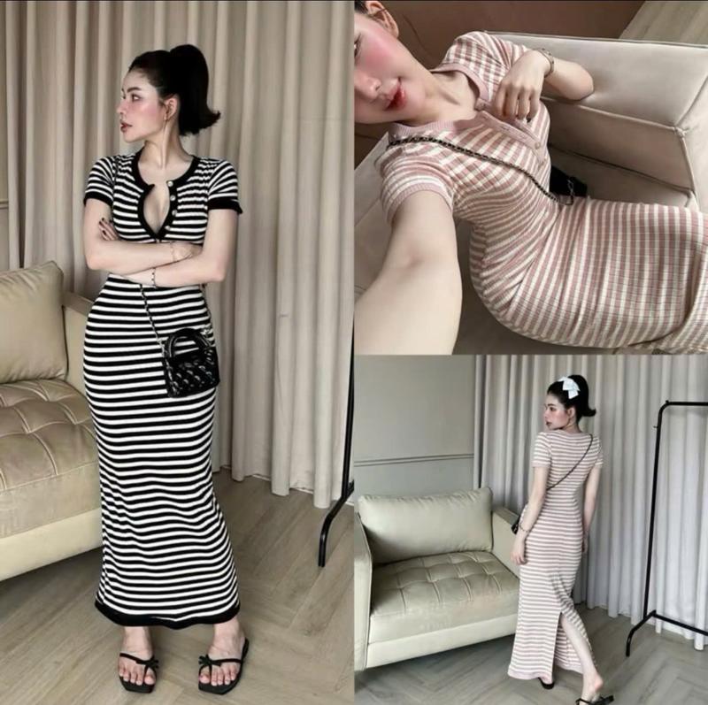 Váy Len Kẻ Dáng Body Dài Dành Cho Nữ Dễ Mặc Sang Chảnh by T.LINH STORE 68