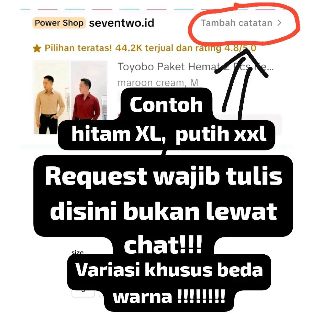 pilih warna atau size sendiri