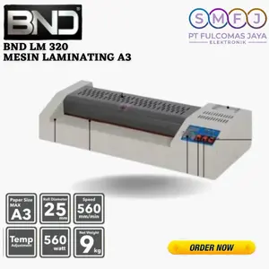 BND LM 320 MESIN LAMINATING A3 PANAS DAN DINGIN | 560 WATT (LOW WATT) | 4 ROLLER | EMERGENCY KNOB | FULL METAL CASE | GARANSI 1 TAHUN | ORIGINAL - Z2 - LM 320 (320 mm + 560 watt + 560 mm/min),