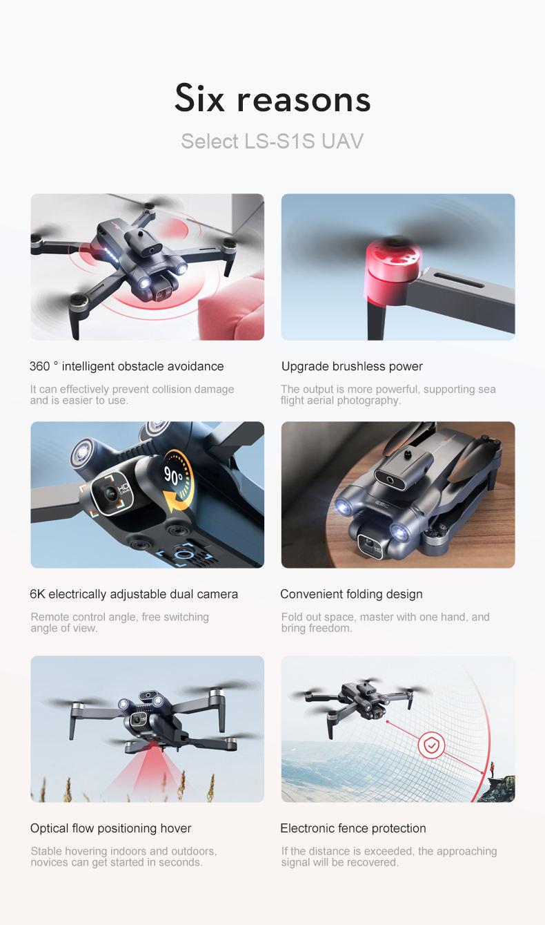 Product Introduction of [KYOPCE] S1S Brushless Drone 4k Professional 8K HD Camera 5G Wifi FPV Obstacle Avoidance Aerial Photography Foldable Quadcopter RC Dron 9