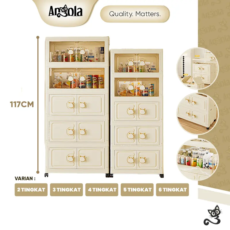 Angola Shop Lemari Lipat Plastik 3-5 Tingkat G34-G43 Lemari Serbaguna / Lemari Pakaian Plastik Ekstra besar Asli Furniture 0