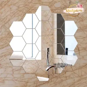 Stiker Cermin Dinding Anti Pecah Segi Enam Tempel