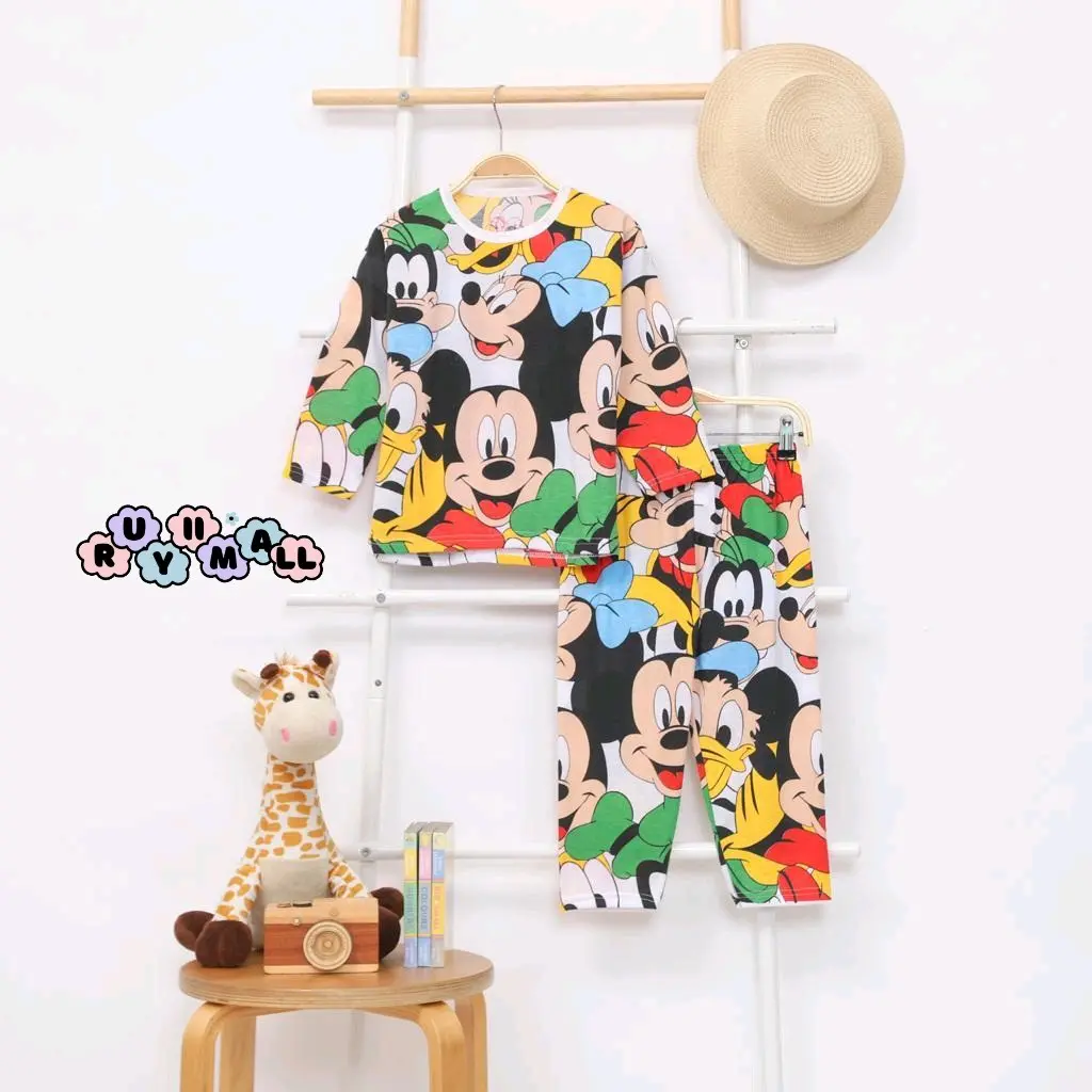 (COLORFUL MICKEY) Set Piyama Anak Motif Colorful Mickey | PIYAMA ANAK / KAOS ANAK FULL PRINT SETELAN / KAOS PRINT TEE / MOTIF NAVY ZOO
