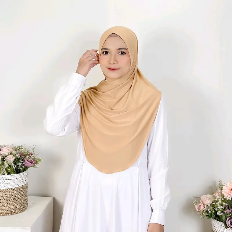 Hijab Instant Shireen Bergo Soft Pad  Oval Jersey Size L 0