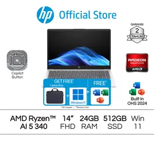 LAPTOP HP OMNIBOOK 3 NG AI 14 RYZEN AI 5 340 24GB 512GB W11+OHS 14.0FHD IPS BLIT 2Y SLV -HA0336AU
