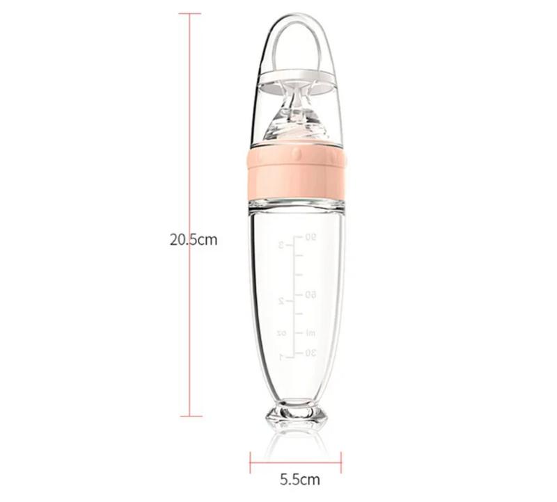 Product Introduction of Silicone Baby's Squeeze Feeding Spoon Bottle Food Squeeze Out No BPA 11