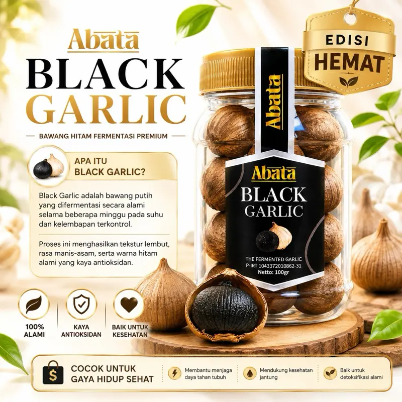 Abata Black Garlic 100gr Edisi Hemat, Bawang Hitam Tunggal Terjangkau Untuk Semua