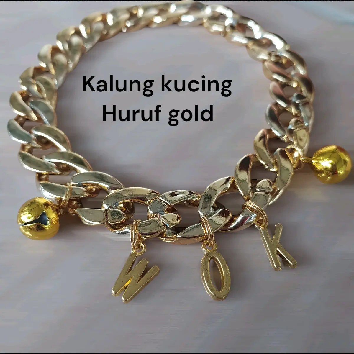 kalung kucing dan anabul rantai gold custom nama warna gold
