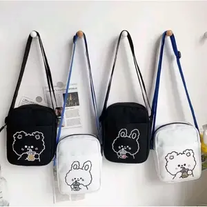 Tas Selempang Anak Wanita Kekinian Mini Coofer Motif Korean Style Murah Bahan Canvas