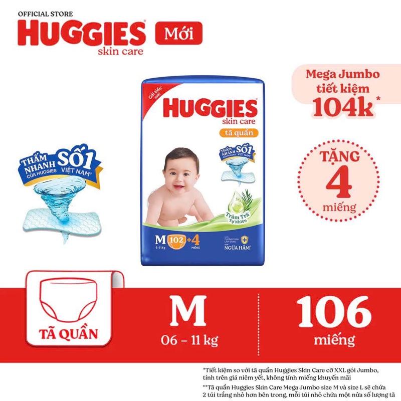 Tã quần Huggies Mega jumbo M106/L104/XL88/XXL80