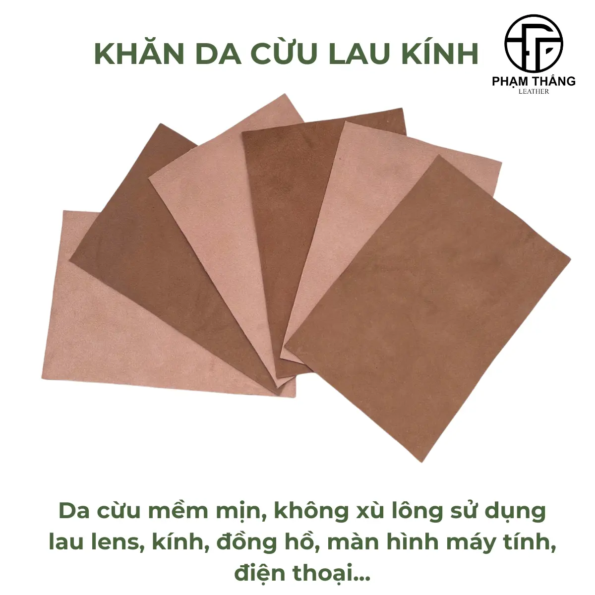 Khăn da cừu thật lau ống kính, mắt kính, đồng hồ, laptop, điện thȯại da thật mềm mại, lau kính sạch nhanh