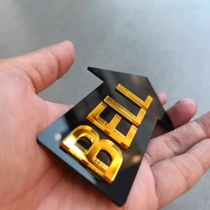 Tanda BELL Pintu Akrilik Gold Timbul Panah Penunjuk Bell Rumah papan nama 4