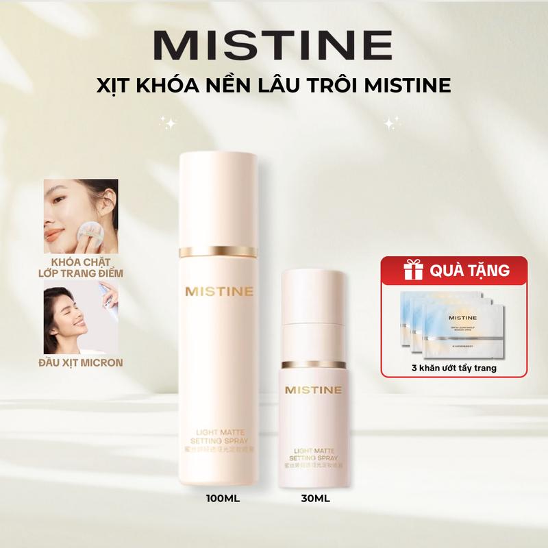 COD MISTINE Xịt Khoá Nền Kiểm Soát Dầu Lâu Trôi 30ml 100ml Quà tặng miễn phí khăn lau tẩy trang * 3