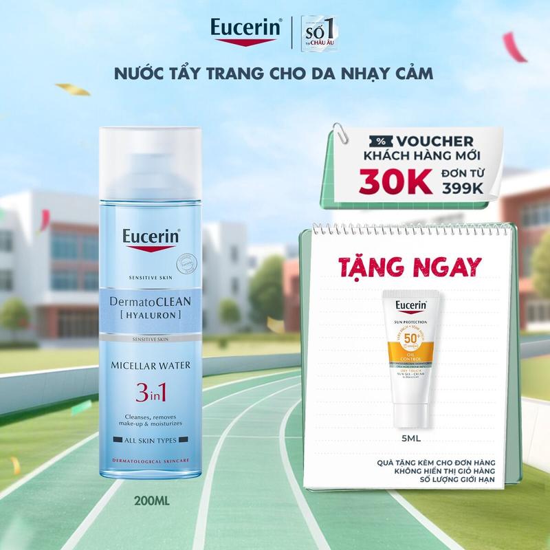 Nước tẩy trang dịu nhẹ cho da nhạy cảm Eucerin Dermato Clean Micellar Cleansing Fluid 200ml - Mỹ Phẩm