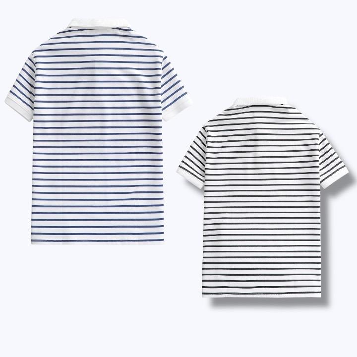 Áo Thun Polo Nam SangStyles Cổ Ngắn Tay Kẻ Sọc Ngang Chất Vải Cotton Dầy Mềm Menswear Shirt 1