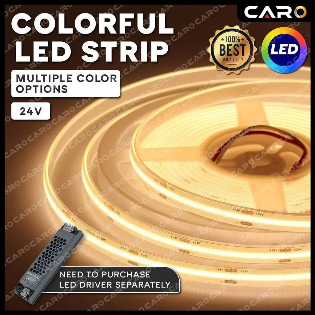 DC 24V 5M COB LED STRIP HIGH DENSITY 320LED/M 8MM FLEXIBLE LED LIGHT STRIP 3000K 4000K 6000K LED TAPE Purple Home