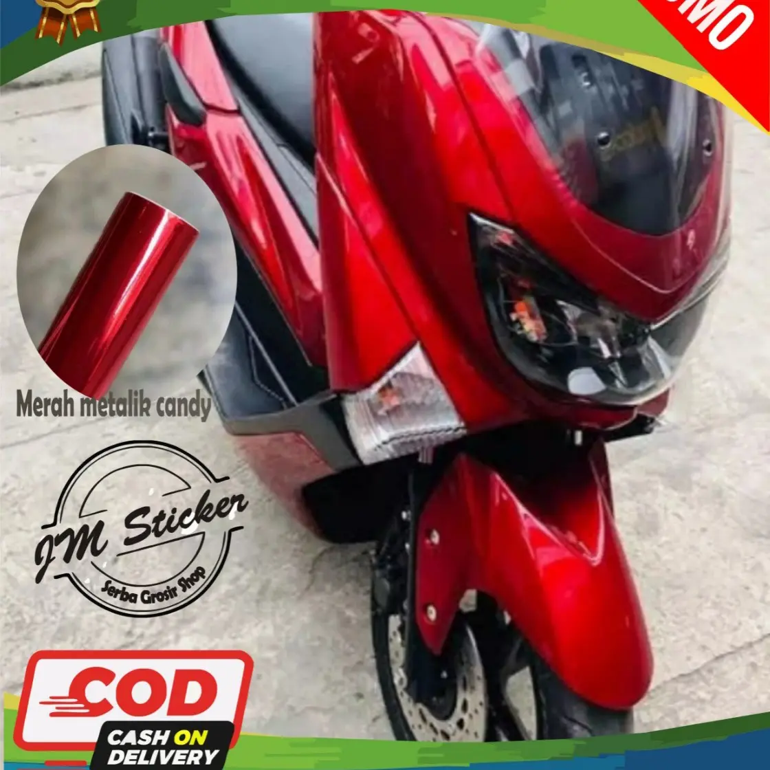 Sticker. Skotlet merah candy.per 1 meter .merah metalik glosy Motor Motorcycle