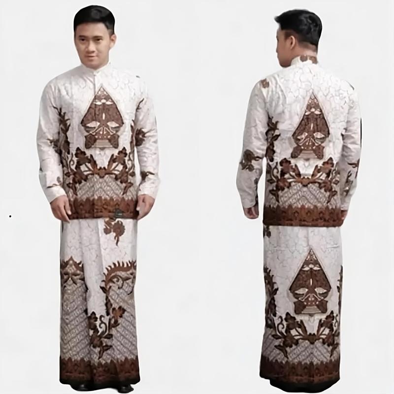 agms_ Baju Setelan Koko Pria Dewasa Stelan Sarung Remaja Laki Elegan Motif Batik Garis Premium Keren Muslim Formal Tangan Panjang Pendek Kain Katun Nyaman 1