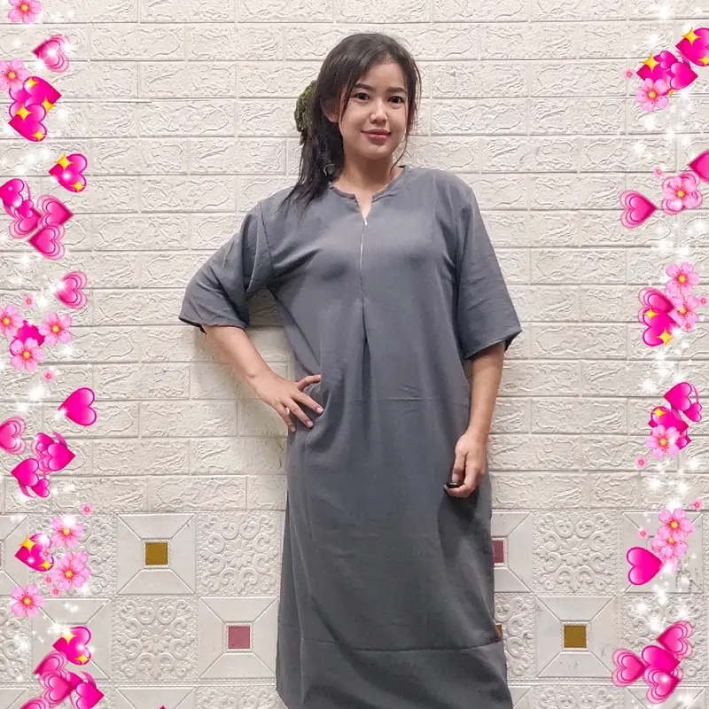 Gamis Daster Krinkle Airflow Lengan 3/4 Resleting Busui Wudu Friendly 6