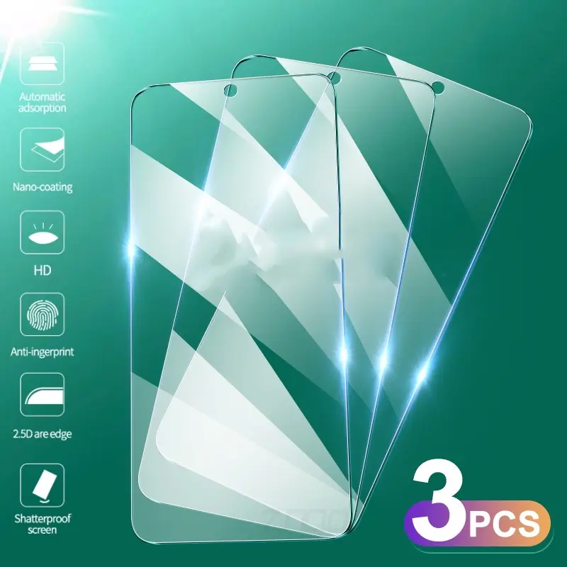 3 PCS Tempered Glass For ViVo 1906 1818 1820 1901 1902 1903 1904 1907 1911 1914 1917 V2023 V2026 V2027 V2029 V2032 1812 1811 1808 1807 1803 Tempered Glass Screen Protector Film Accessories Transparent Cases Casing Cover Cellphone Smartphone Protective