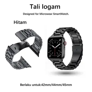 Strap Stainless Steel Untuk Apple Watch 49mm 46mm 42mm 45mm 41mm 38 40 42 44 Mm Tali Jam Tangan Rantai Strap 3 LINKS Iwatch Series 10 9 8 7 6 5 4 3 2 1 SE Ultra/ Ultra 2 Smart Watch T500 T500+ T500+pro DT No 1 HW22 W26 IWO
