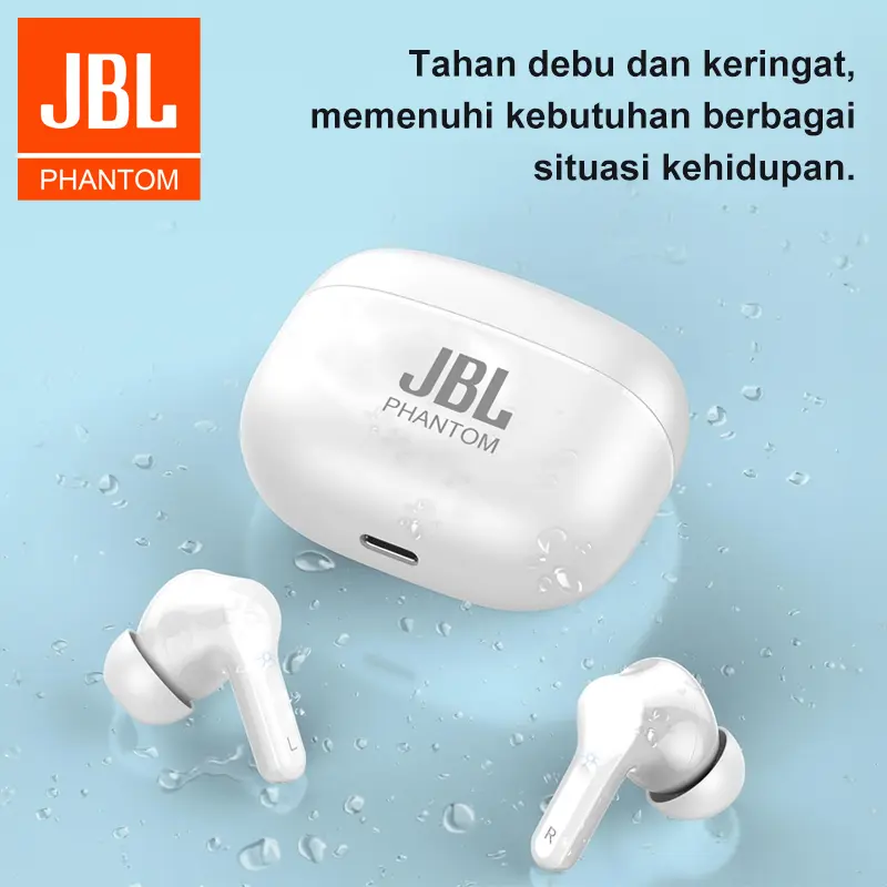 JBL-PHANTOM A5Pro Earbud Nirkabel Sejati, Suara Kuat yang, Pemutaran dalam waktu lama, Pengisian Daya Cepat USB-C, Tahan Air, Earbud Bluetooth, Perjalanan, Olahraga 4