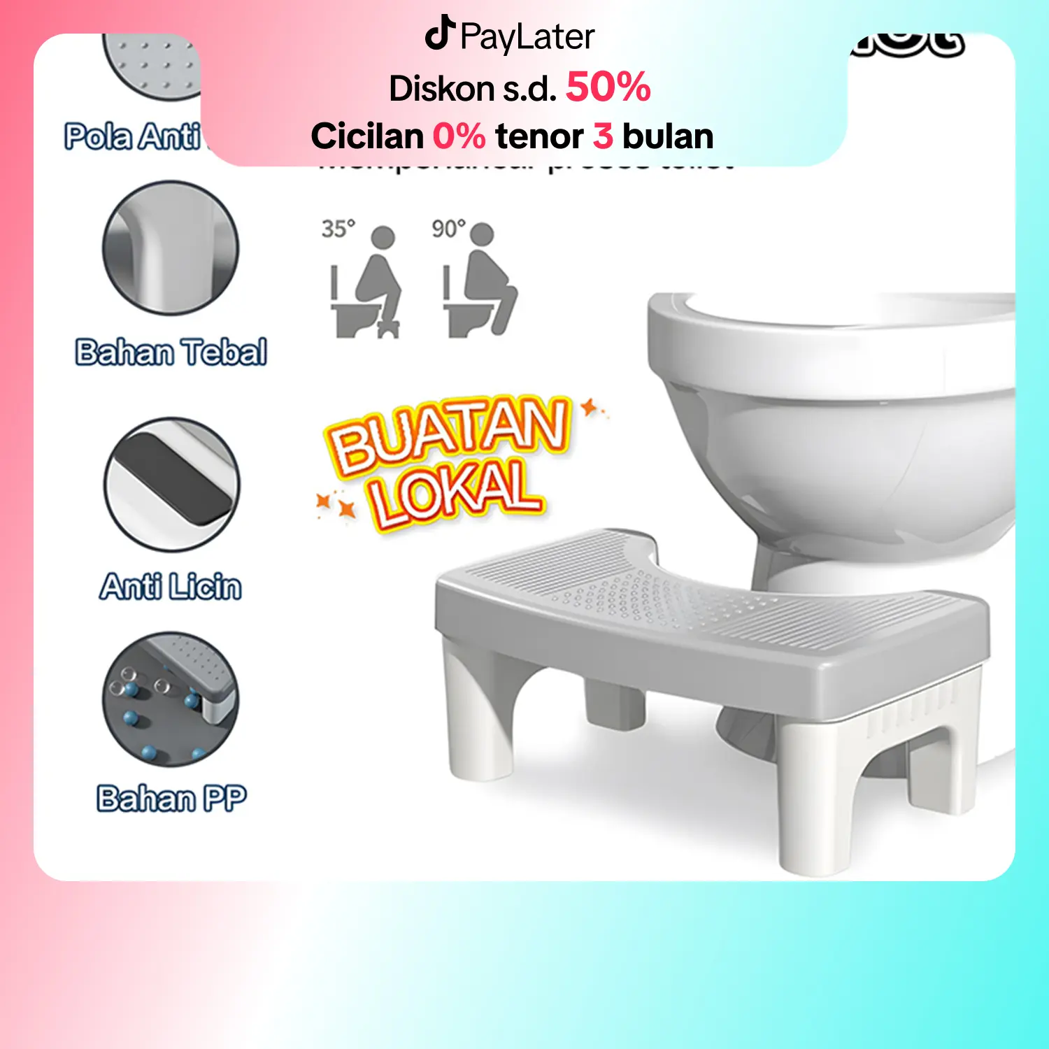 【BELI LOKAL】Starlight Bangku Pijakan Kloset Bangku Dudukan Kaki Toilet Kursi WC Foldable Toilet Stool HSB115