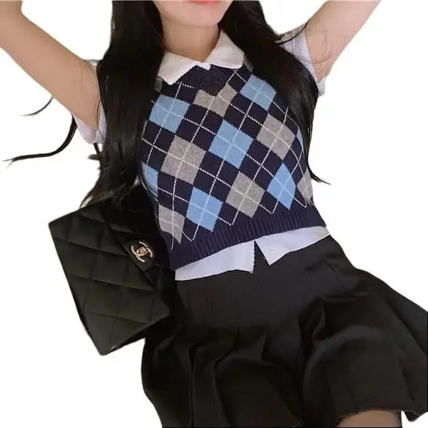 Vest ROSE -  Rompi Rajut Pori Wajik  Atasan Wanita Crop Motif Panjang Top Outer Hitam 0