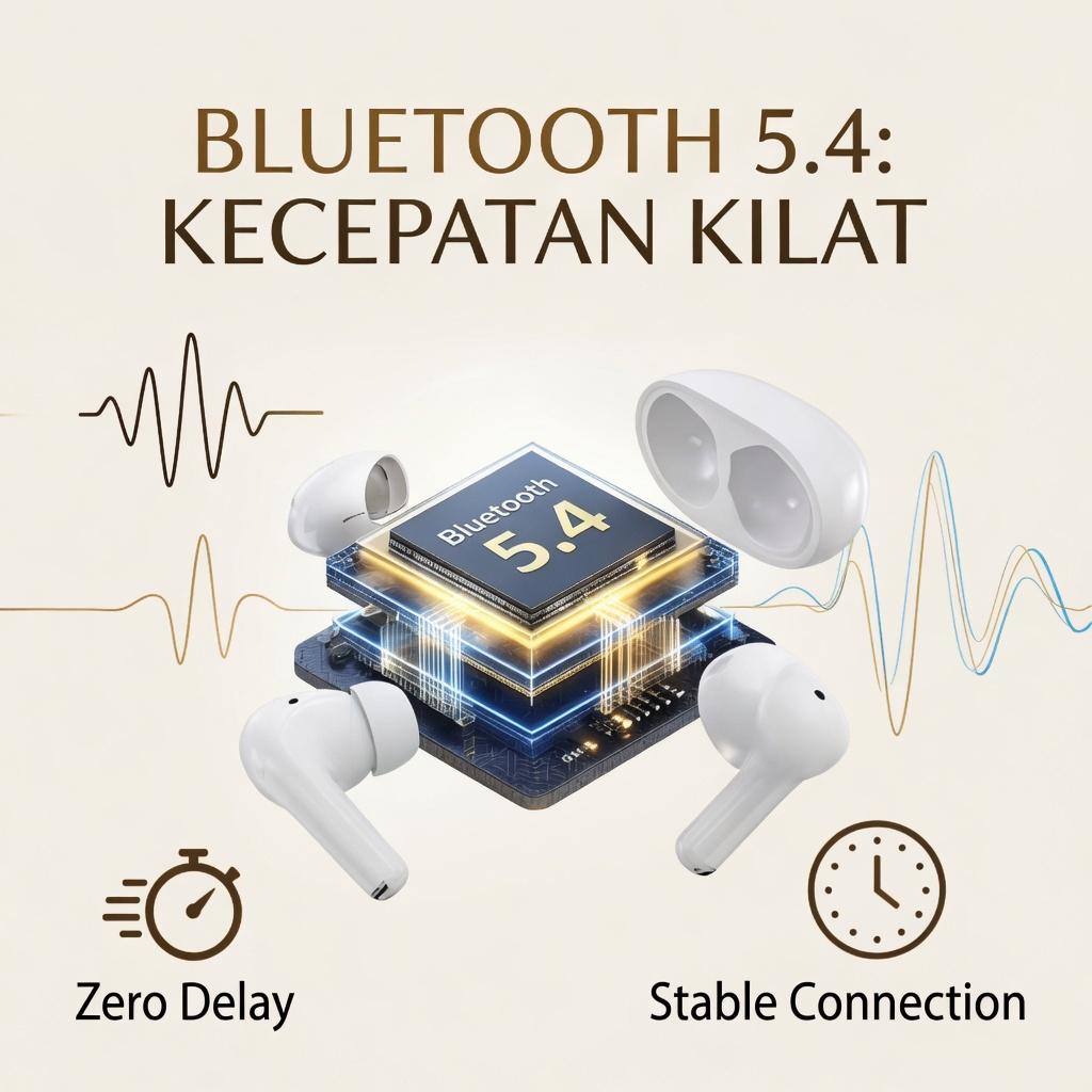 Black Myth Wukong KY X60 jbl phantom AI Earphone Suara Stereo Level HiFi, Tahan Air iPX5, Mikrofon Internal, ENC Noise Reduction  Cerdas Kontrol Sentuh untuk iPhone dan Android