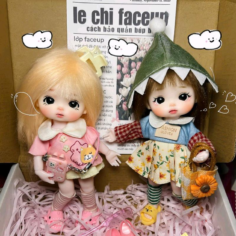 Búp Bê Bánh Gạo Vẽ Mặt Thủ Công 16cm 17cm Baboliy May Tóc Tỉ Mỉ Quà Tặng Giấy Tập Túi Thủ Công Kích Thước 16cm Doll Handmade