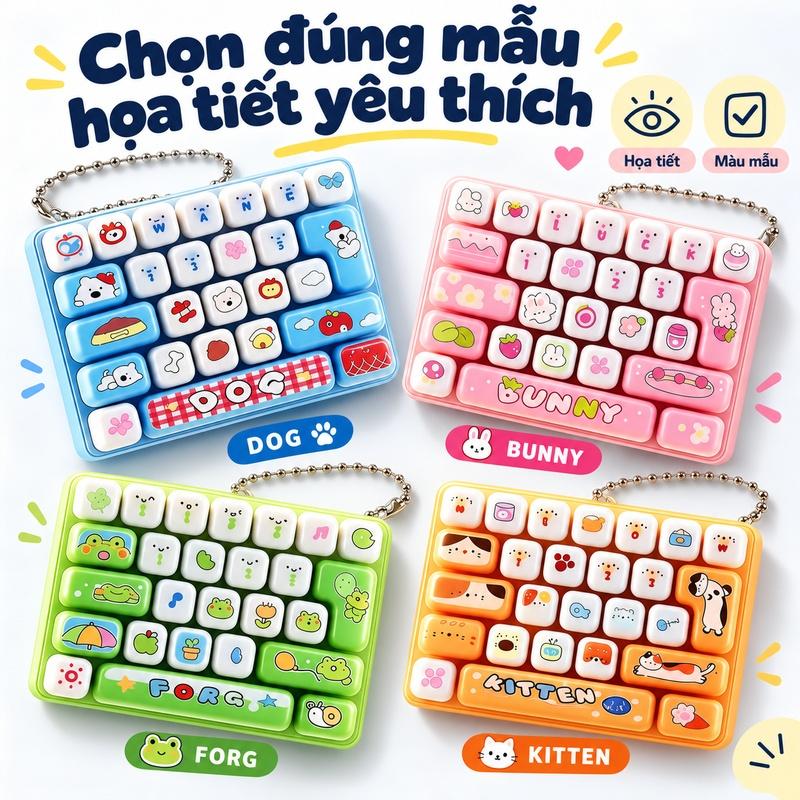 Móc Khóa Bàn Phím Mini 26 Phím Bấm Thư Giãn Hình Chó Thỏ Ếch Mèo Giao Ngẫu Nhiên 1 Chiếc Chọn Mẫu Yêu Thích