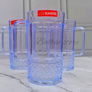 PROMO 6 PCS GELAS GAGANG 500 ML BENING AKRILIK MIKA GELAS ES TEH,GELAS ES KELAPA TAHAN PANAS BISA COD.