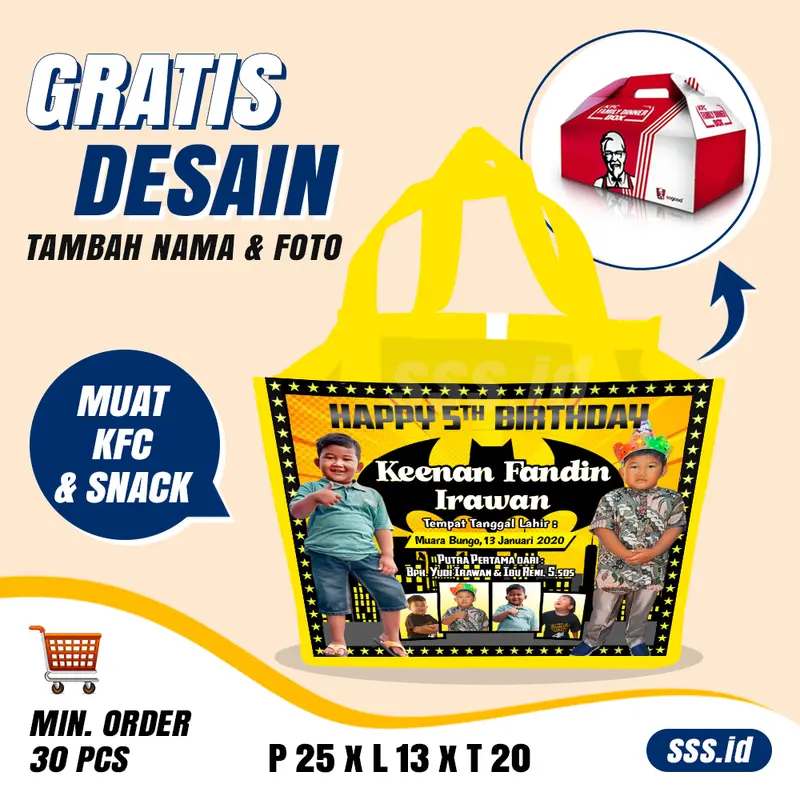 60 pcs - Tas Souvenir ulang tahun anak Tas ulang tahun anak murah Custom 3