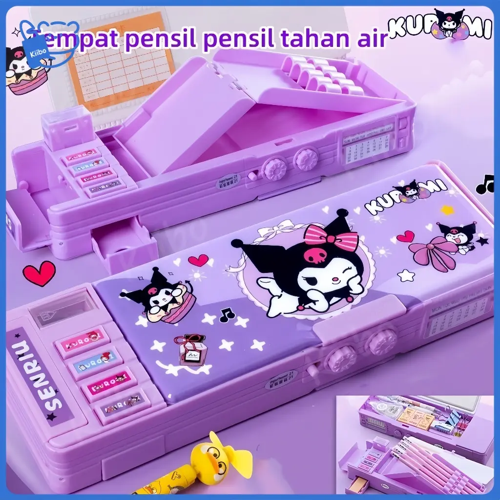 【Ready Stock】Gaya Baru Cinnamoroll Kotak Alat Tulis Multifungsi Kunci Kode Perempuan Pensil Sanrio Dua Sisi Bernilai Tinggi Kapasitas Besar