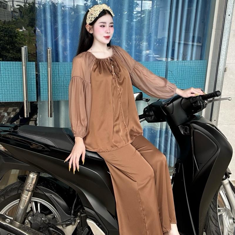 MẪU MỚI Set bộ quần áo tay phồng lụa phối voan tơ TY2179 Thư Ying Shop